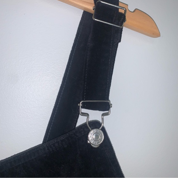 Topshop Moto Velour Embroidered Overall Dress Dungaree Black Floral Size 8 US - Picture 7 of 13